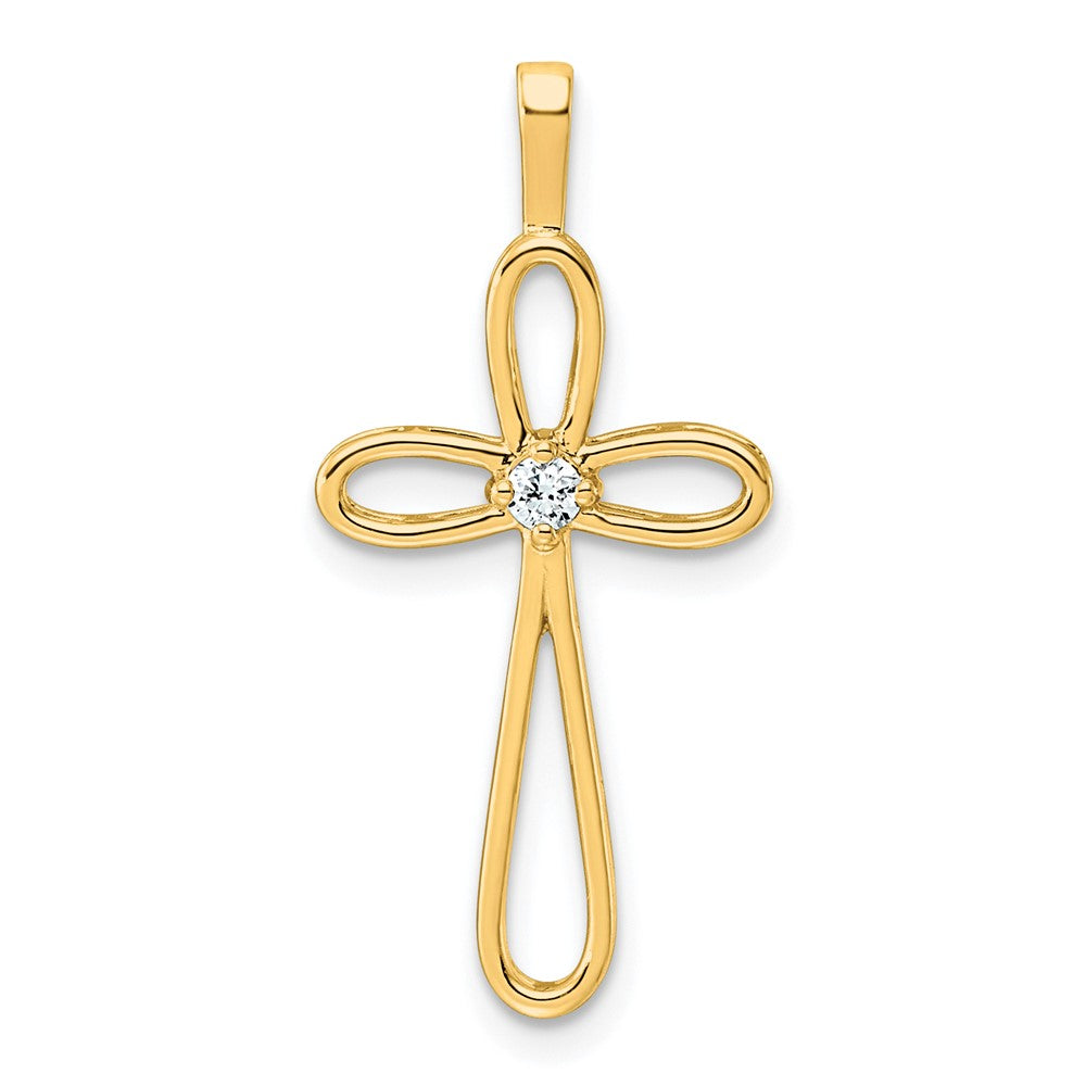 14k AA Diamond Cross Pendant