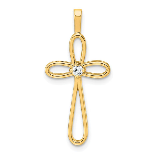 14k AA Diamond Cross Pendant