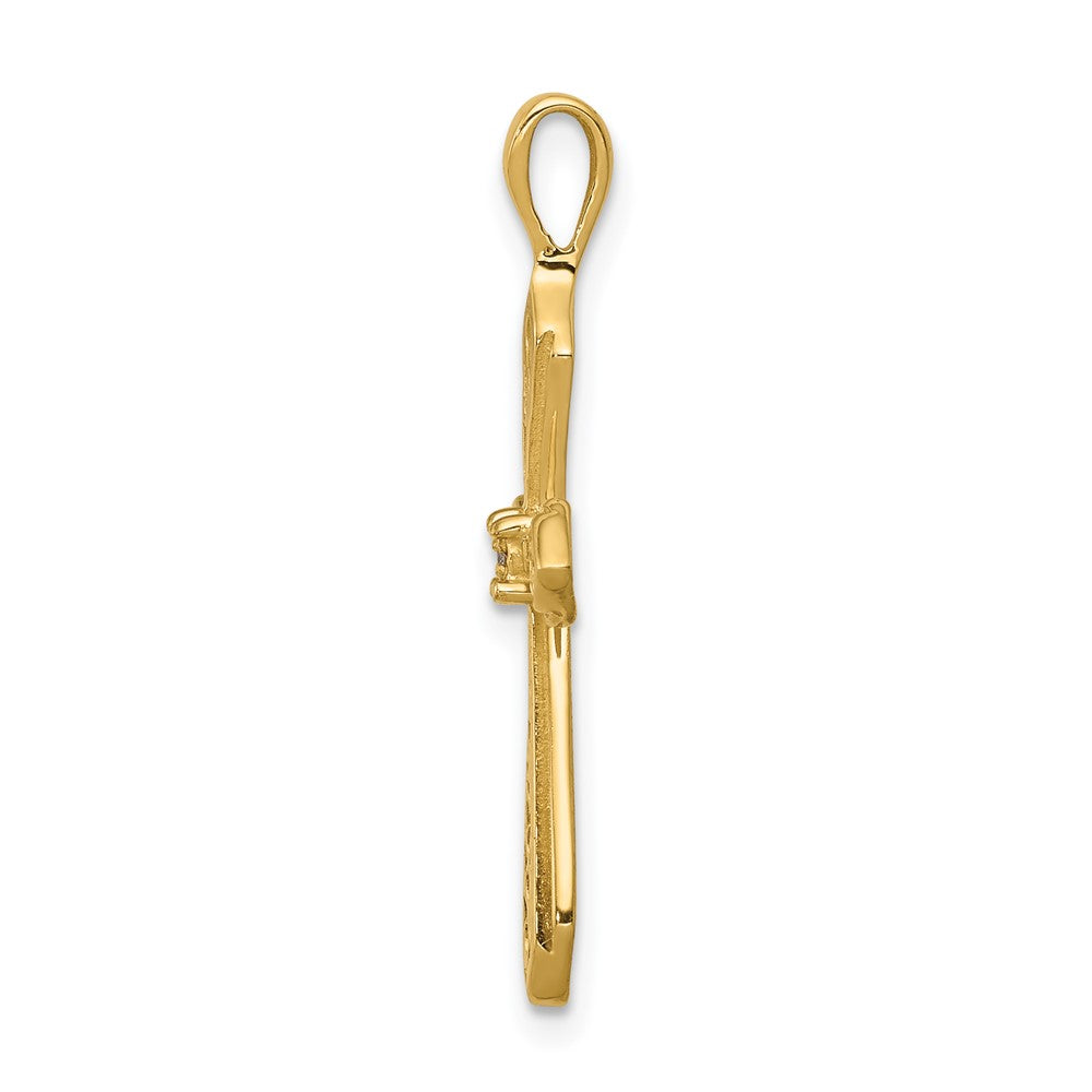 14k AA Diamond Passion Cross Pendant