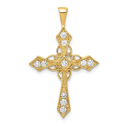 14k AA Diamond Passion Cross Pendant