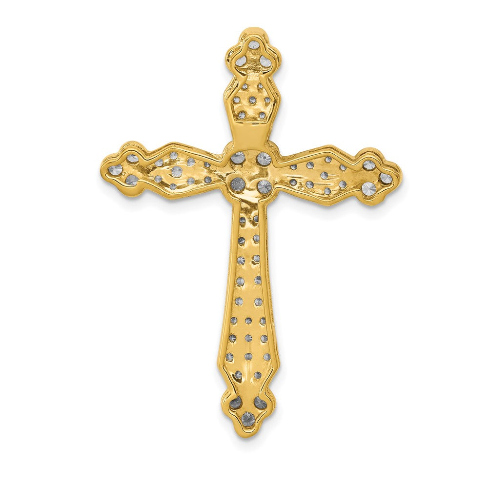 14k 3/4ct. Diamond Budded Cross Chain Slide