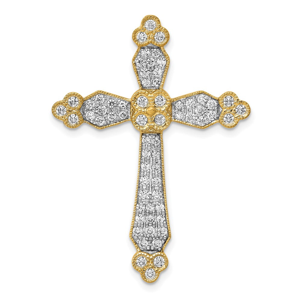 14k 3/4ct. Diamond Budded Cross Chain Slide