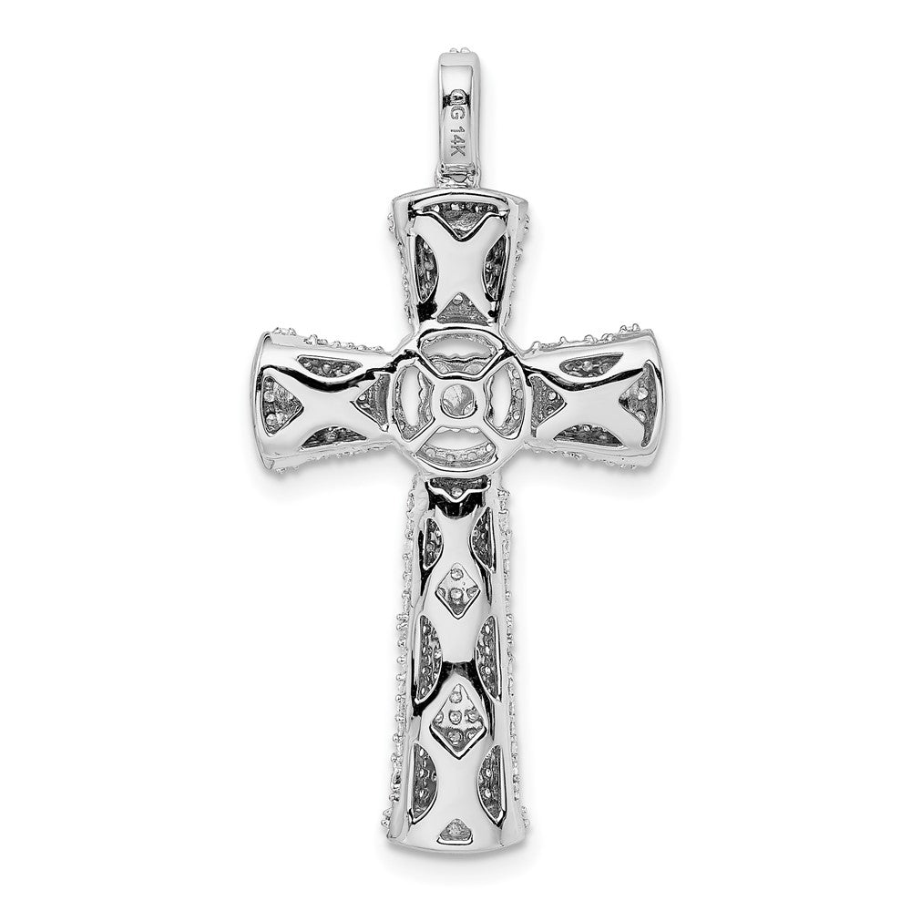14k White Gold Diamond Cross Pendant