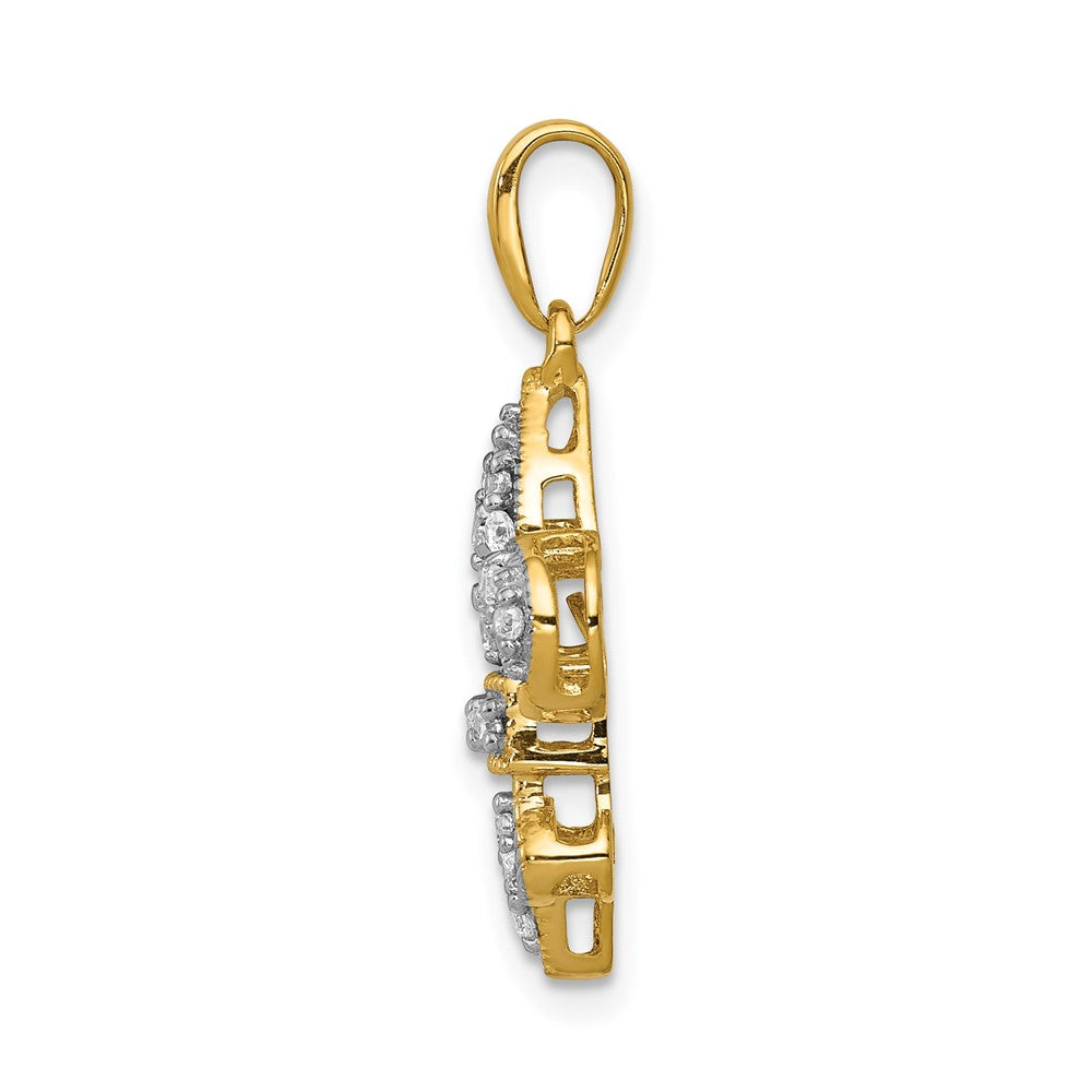 14k Diamond Fleur De Lis Pendant