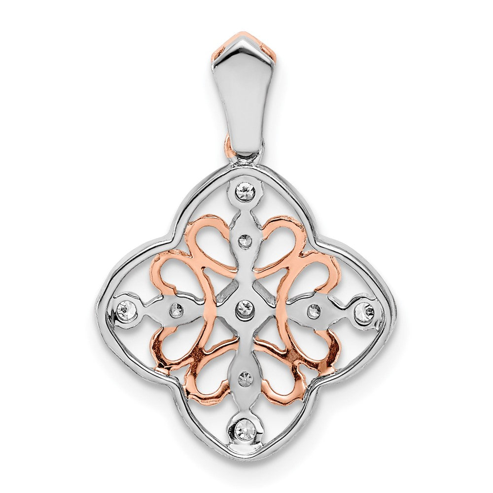 14k White Gold w/Rose Rhodium Diamond Vintage Pendant
