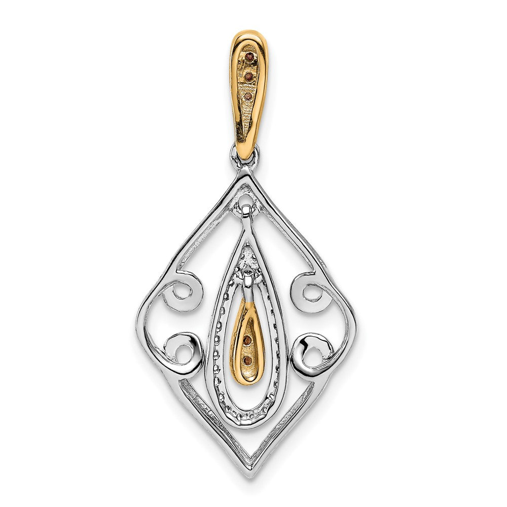 14k White Gold w/ Yellow Rhodium, White and Champagne Diamond Slide