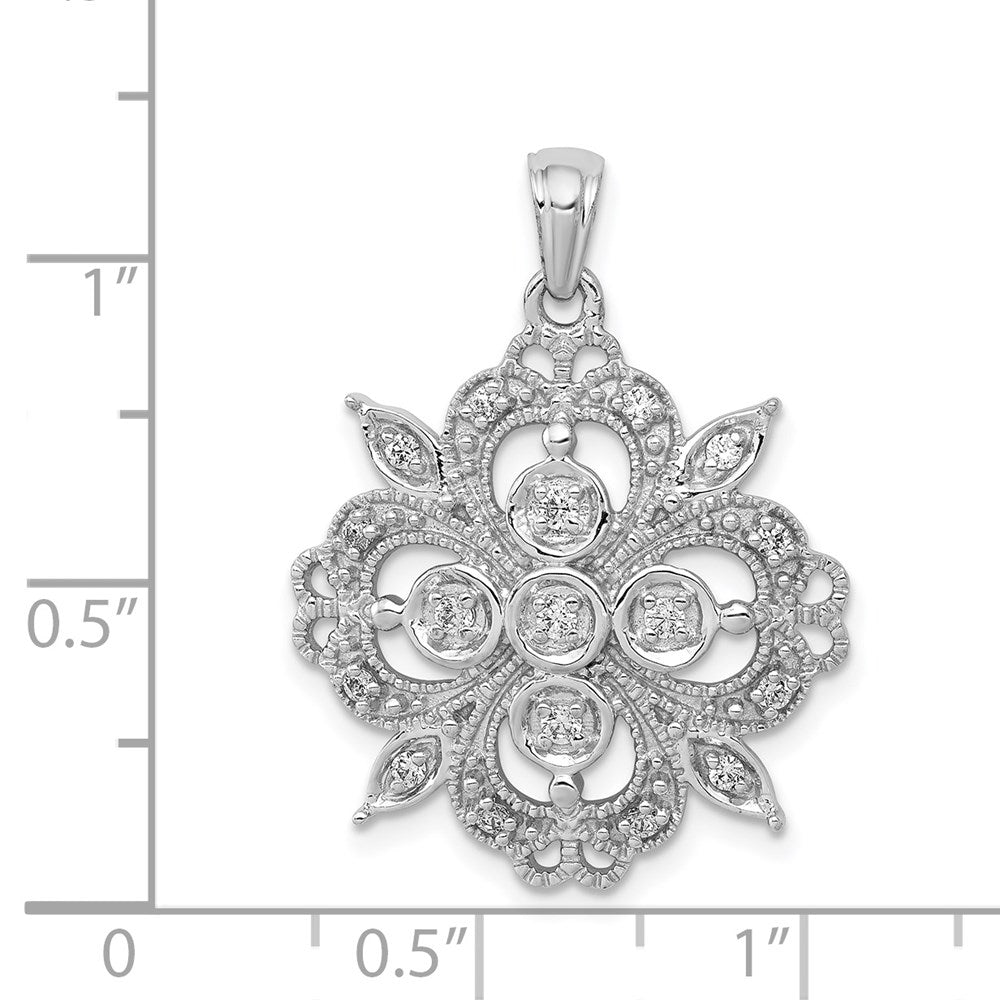 14k White Gold Filigree 1/4ct. Diamond Pendant