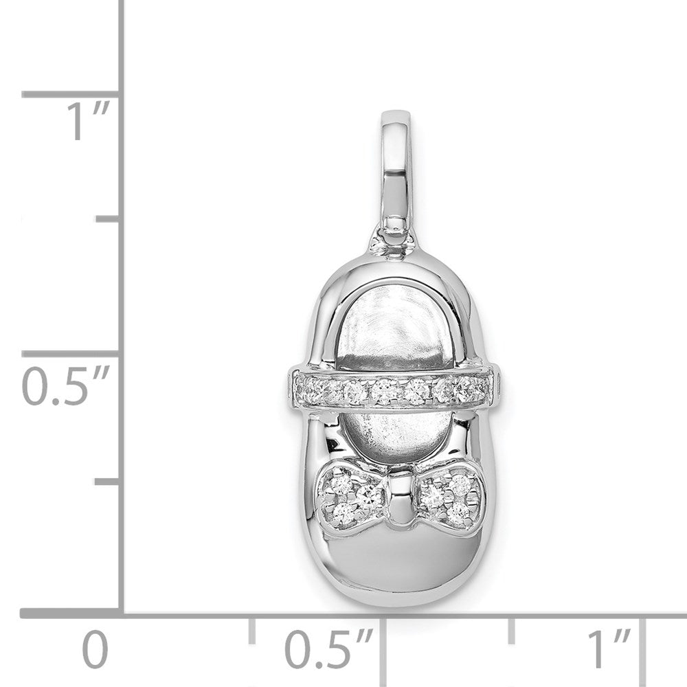 14k White Gold Diamond Girl Shoe Pendant