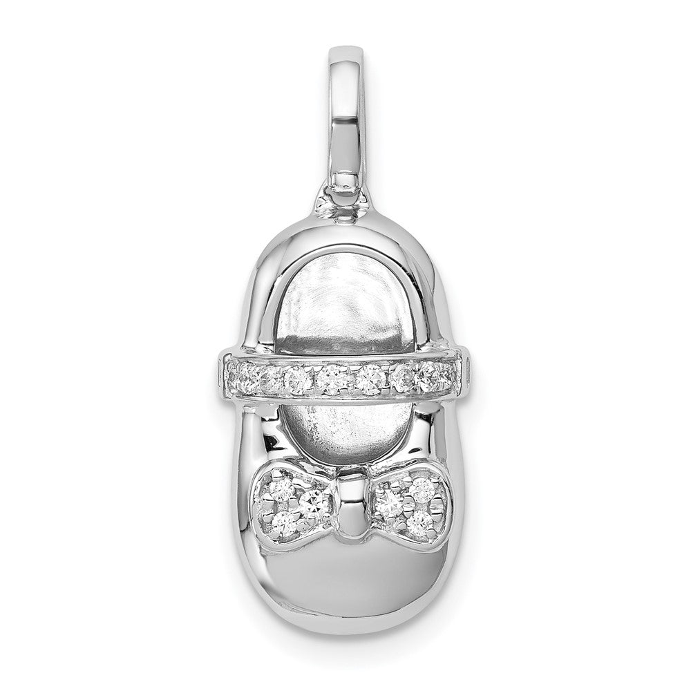 14k White Gold Diamond Girl Shoe Pendant