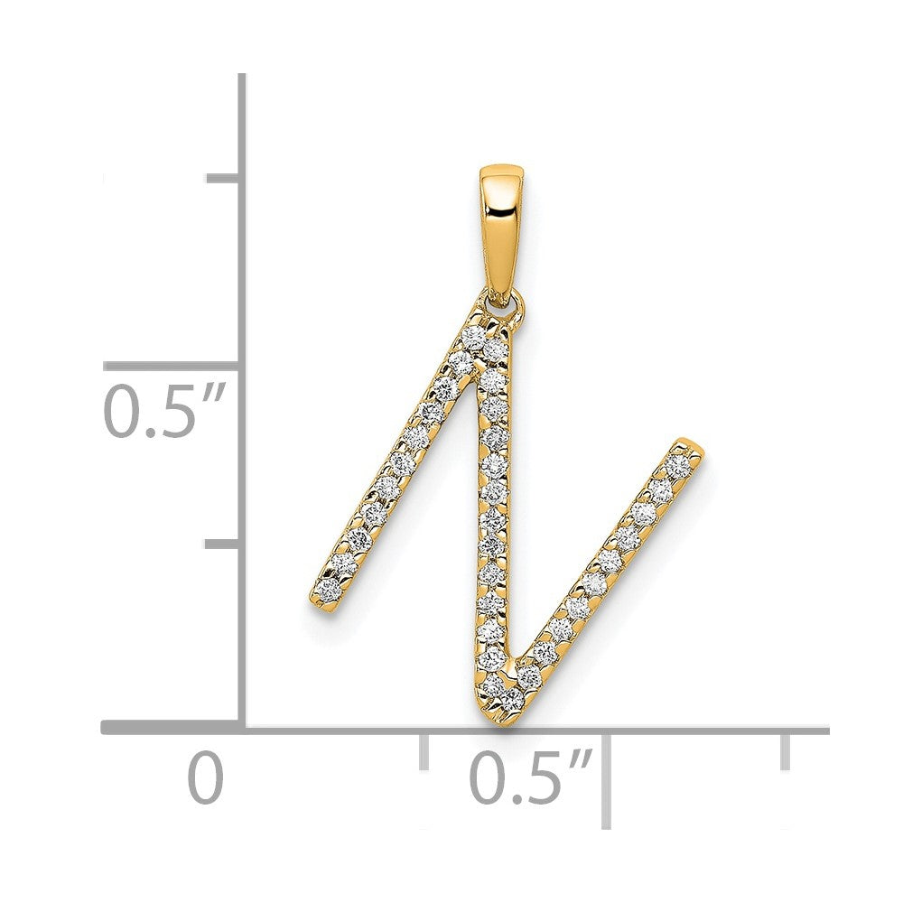 14K Diamond Letter N Initial Pendant
