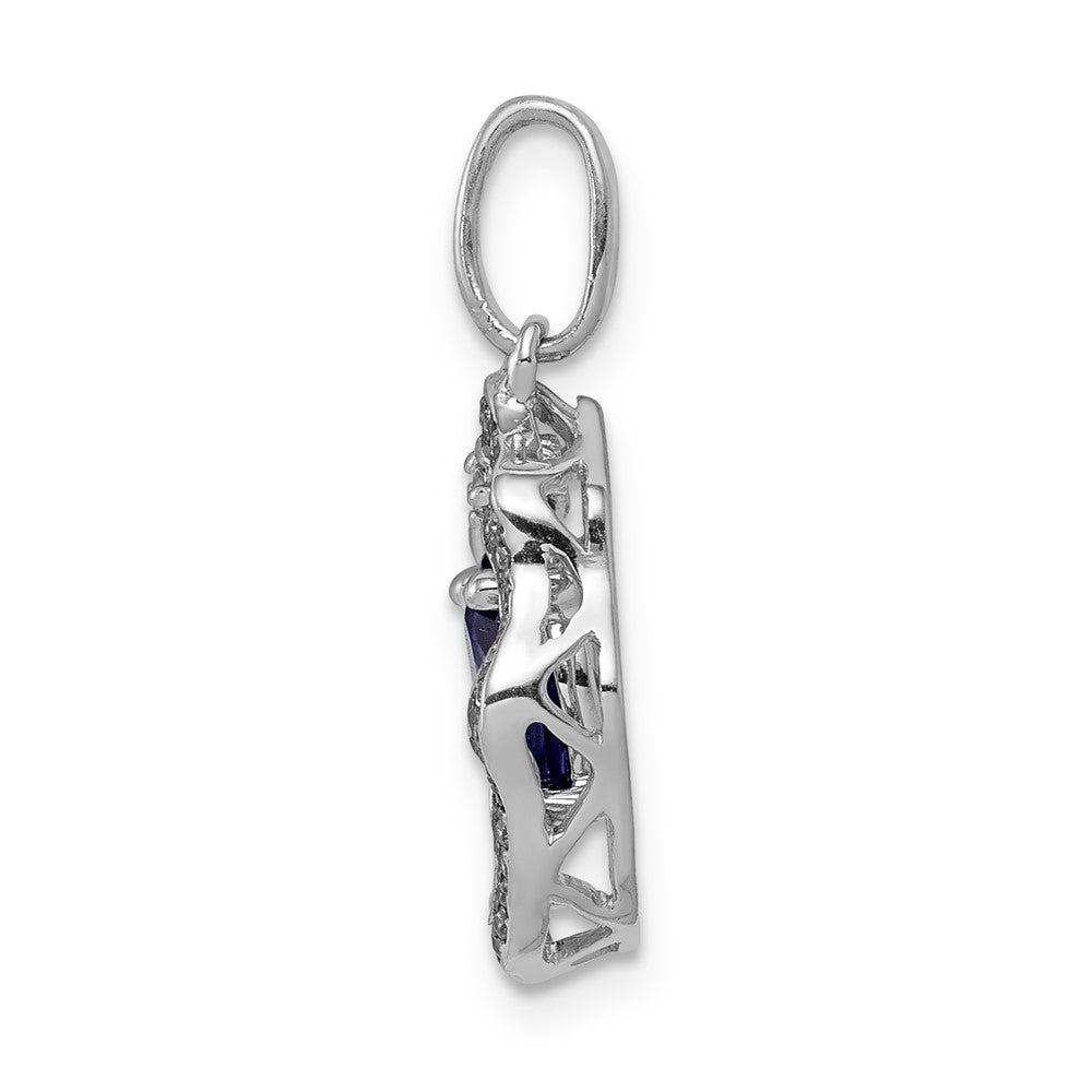 14k White Gold .62 Tanzanite and Diamond Dangle Pendant