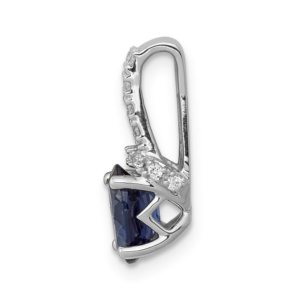 14k White Gold 1/10ct. Diamond and Sapphire Pendant