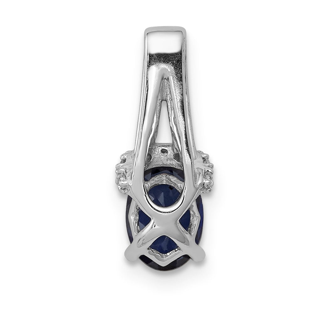 14k White Gold 1/10ct. Diamond and Sapphire Pendant