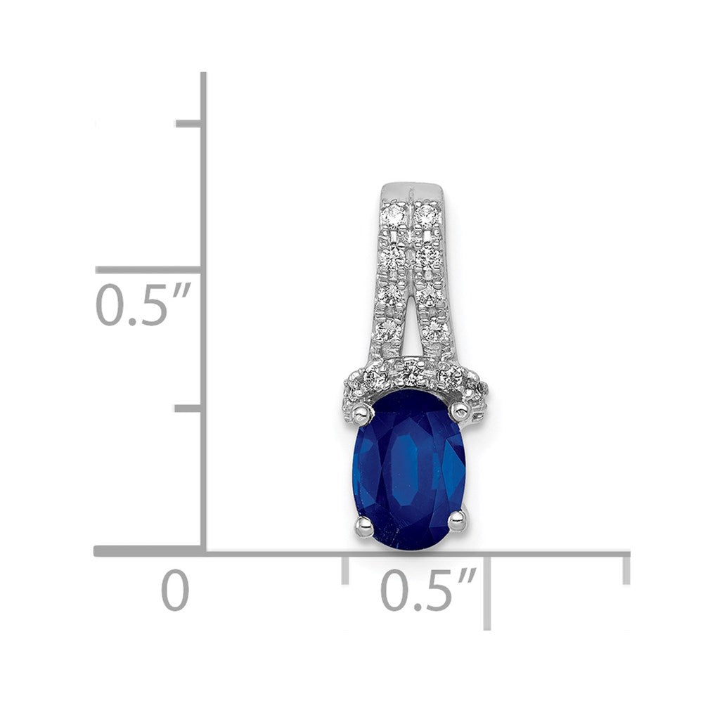 14k White Gold 1/10ct. Diamond and Sapphire Pendant