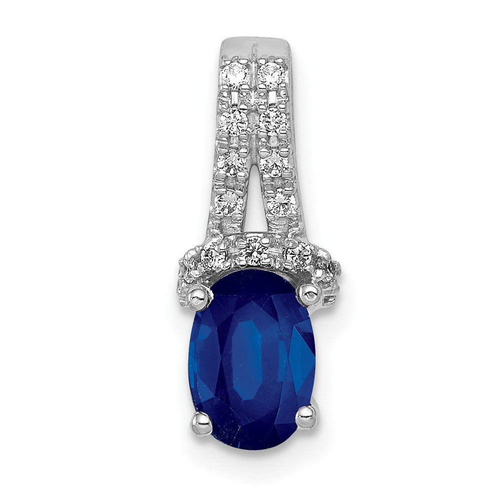 14k White Gold 1/10ct. Diamond and Sapphire Pendant