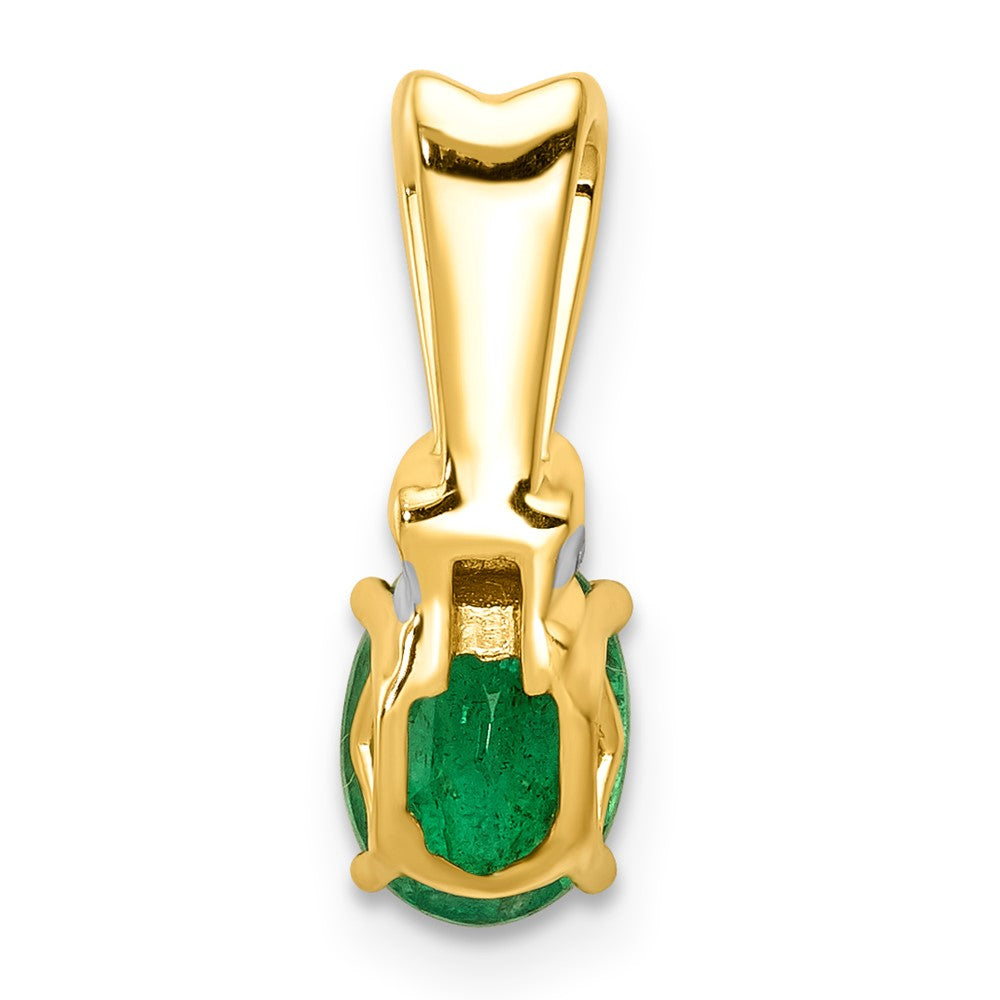 14k w/Rhodium Diamond and Oval Emerald Pendant