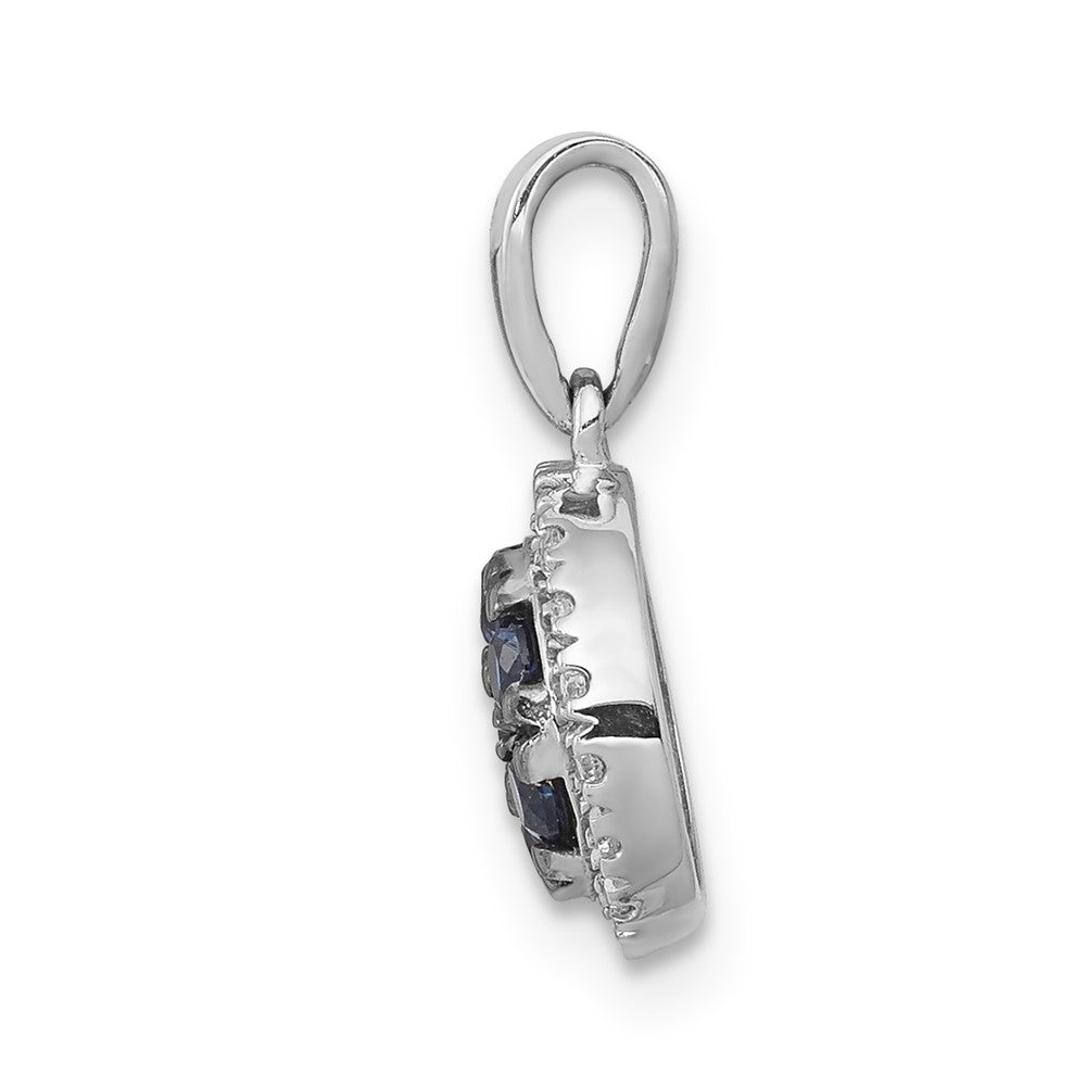 14k White Gold Diamond and Sapphire Circle Pendant