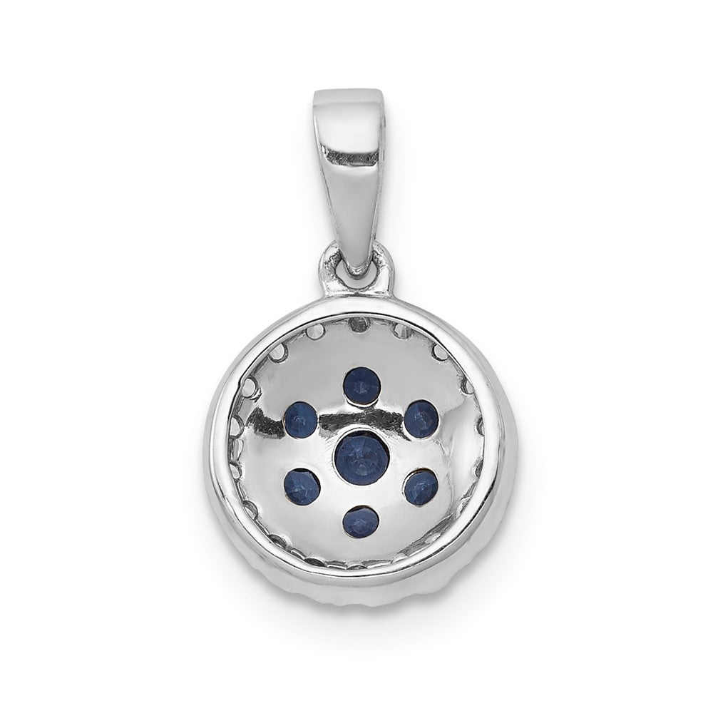 14k White Gold Diamond and Sapphire Circle Pendant