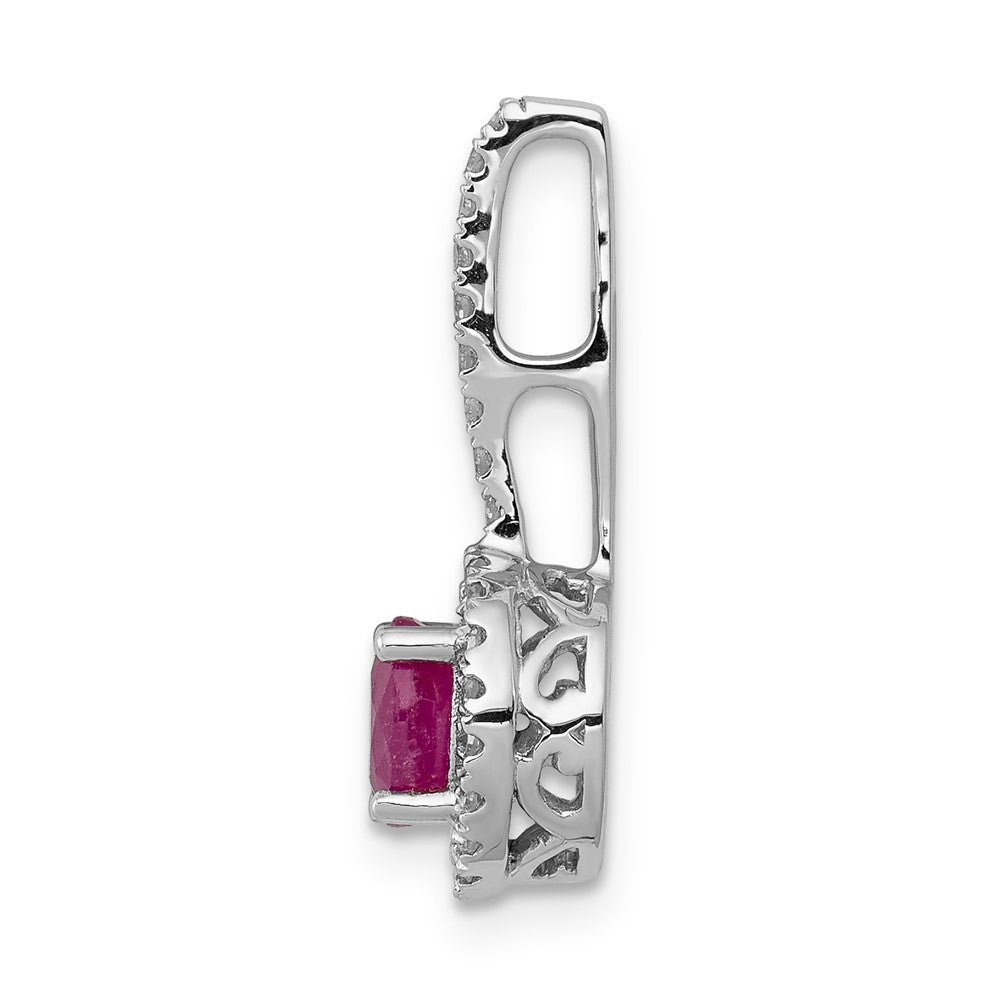 14k White Gold Diamond and .69 Ruby Halo Pendant