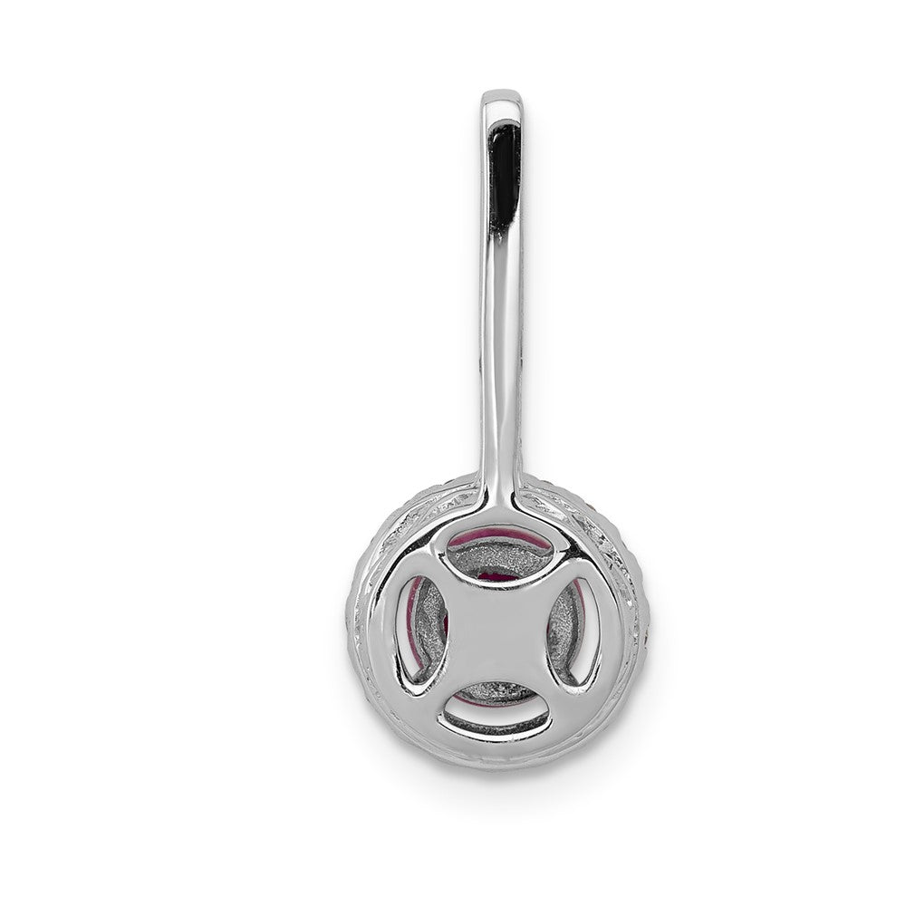 14k White Gold Diamond and .69 Ruby Halo Pendant