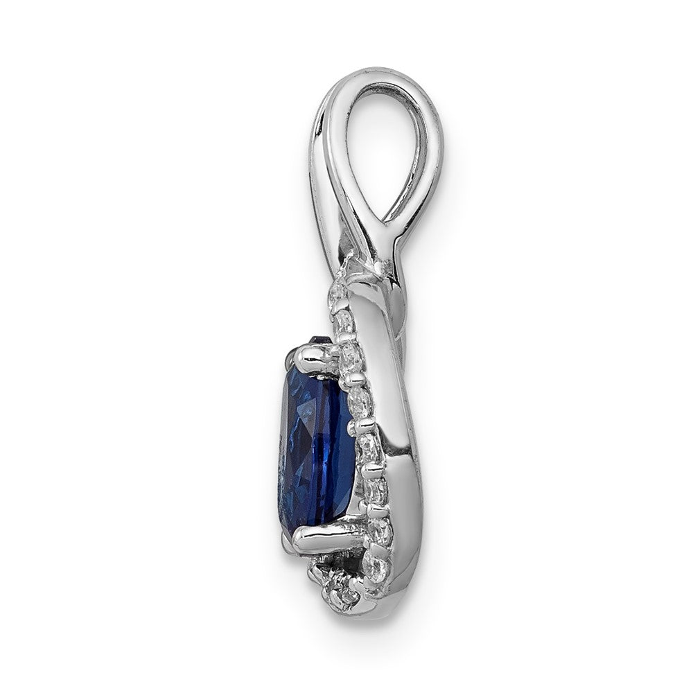 14k White Gold Diamond and .85 Sapphire Halo Pendant
