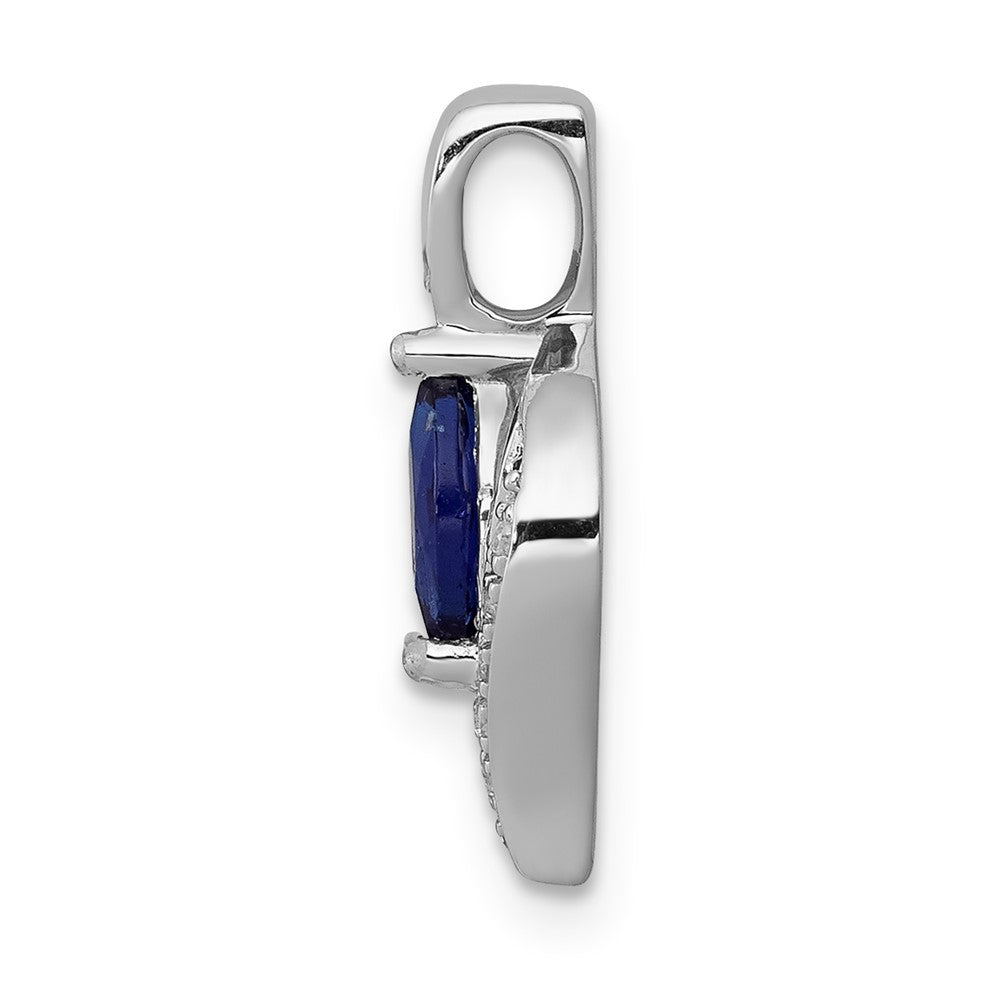 14k White Gold  Diamond and Marquise .29 Sapphire Pendant