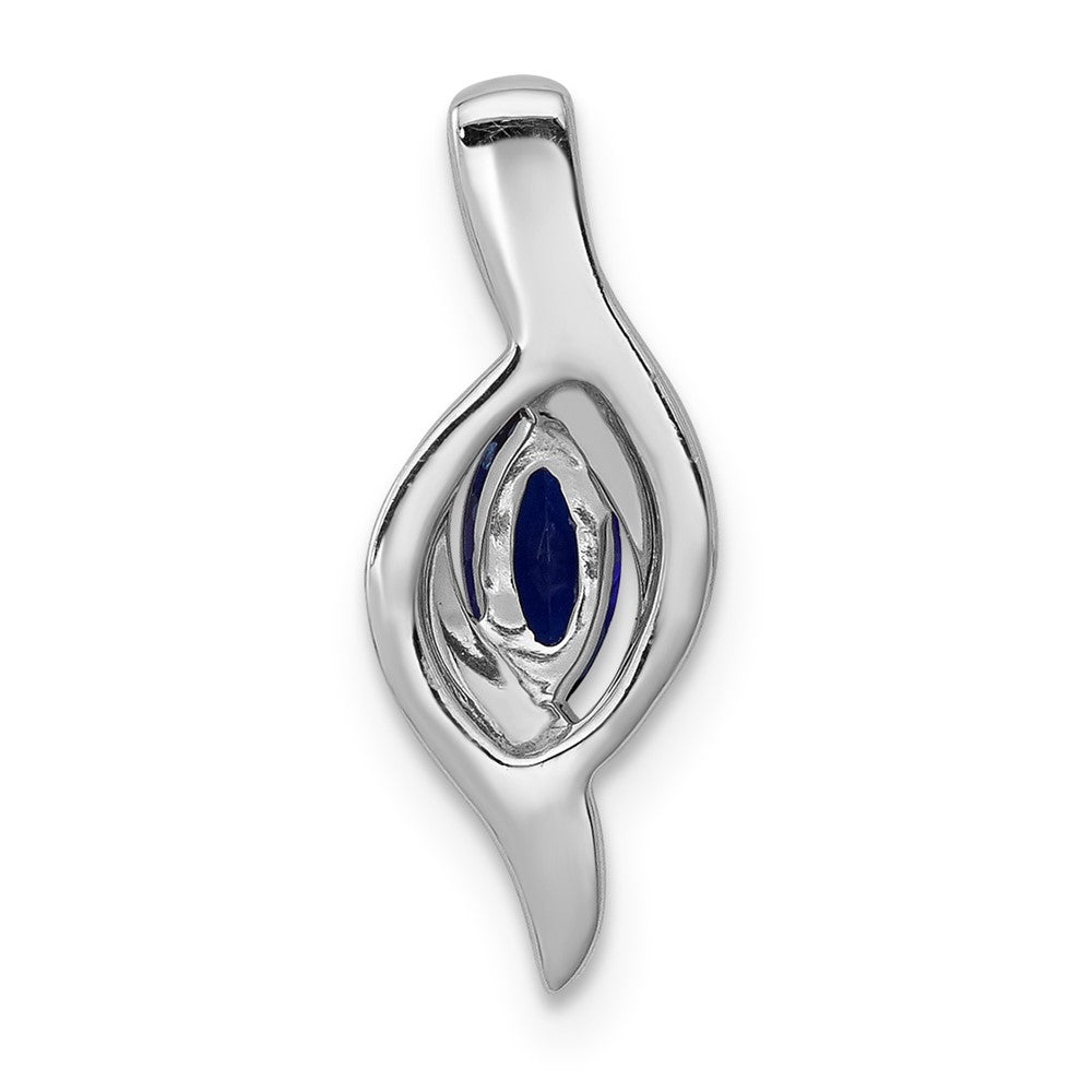 14k White Gold  Diamond and Marquise .29 Sapphire Pendant