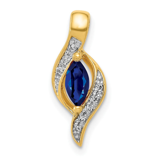 14k Diamond and Marquise .29 Sapphire Pendant