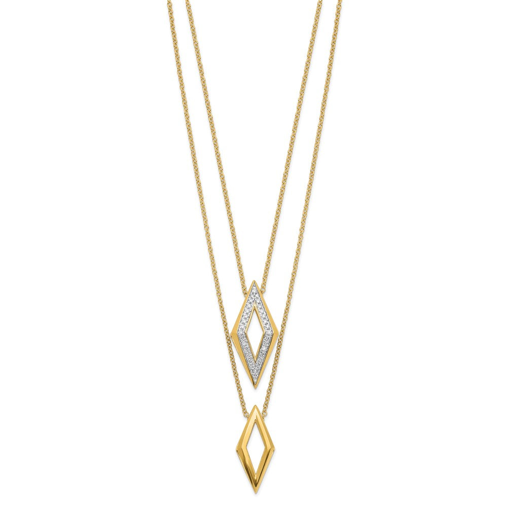 14k Polished Fancy Double Strand Diamond 16in Necklace