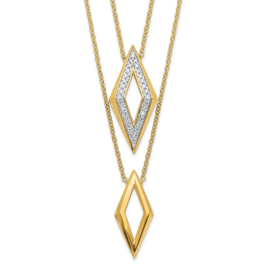 14k Polished Fancy Double Strand Diamond 16in Necklace