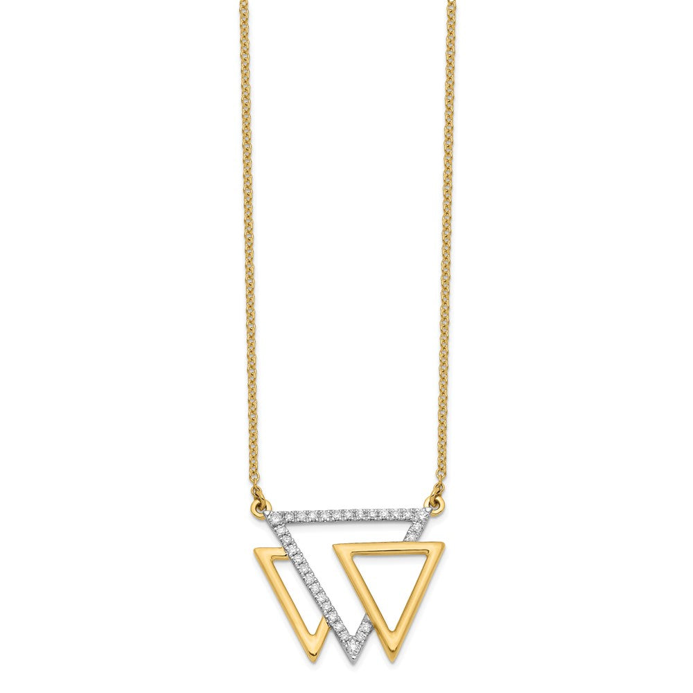 14k Polished Triple Triangle Diamond 18in Necklace
