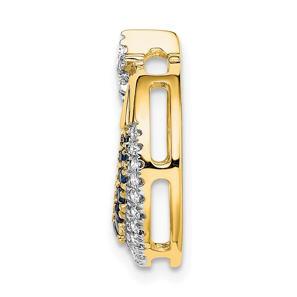 14k Polished Moon w/Star Sapphire and Diamond Chain Slide