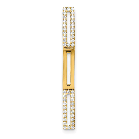 14k Polished Rectangle Link Diamond Chain Slide Pendant
