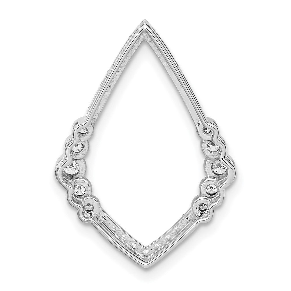 14k White Gold Polished Diamond Bezel Set Teardrop Chain Slide