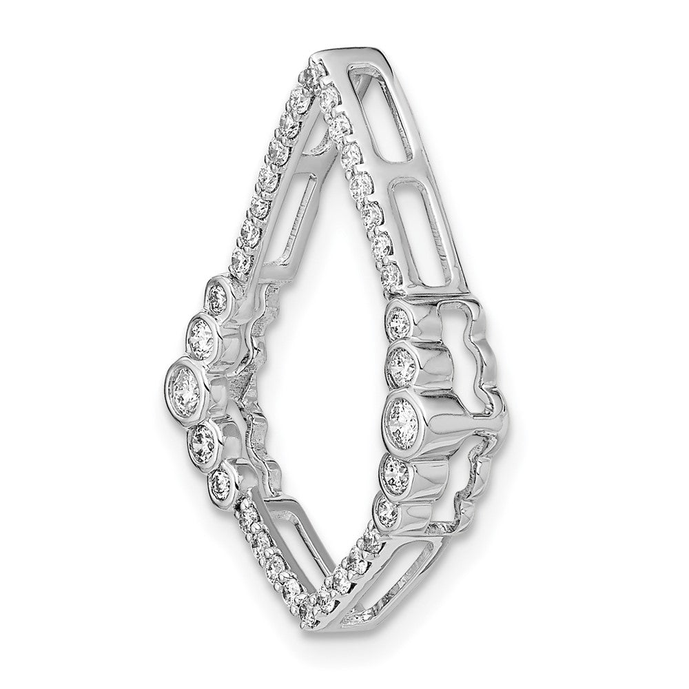 14k White Gold Polished Diamond Bezel Set Teardrop Chain Slide