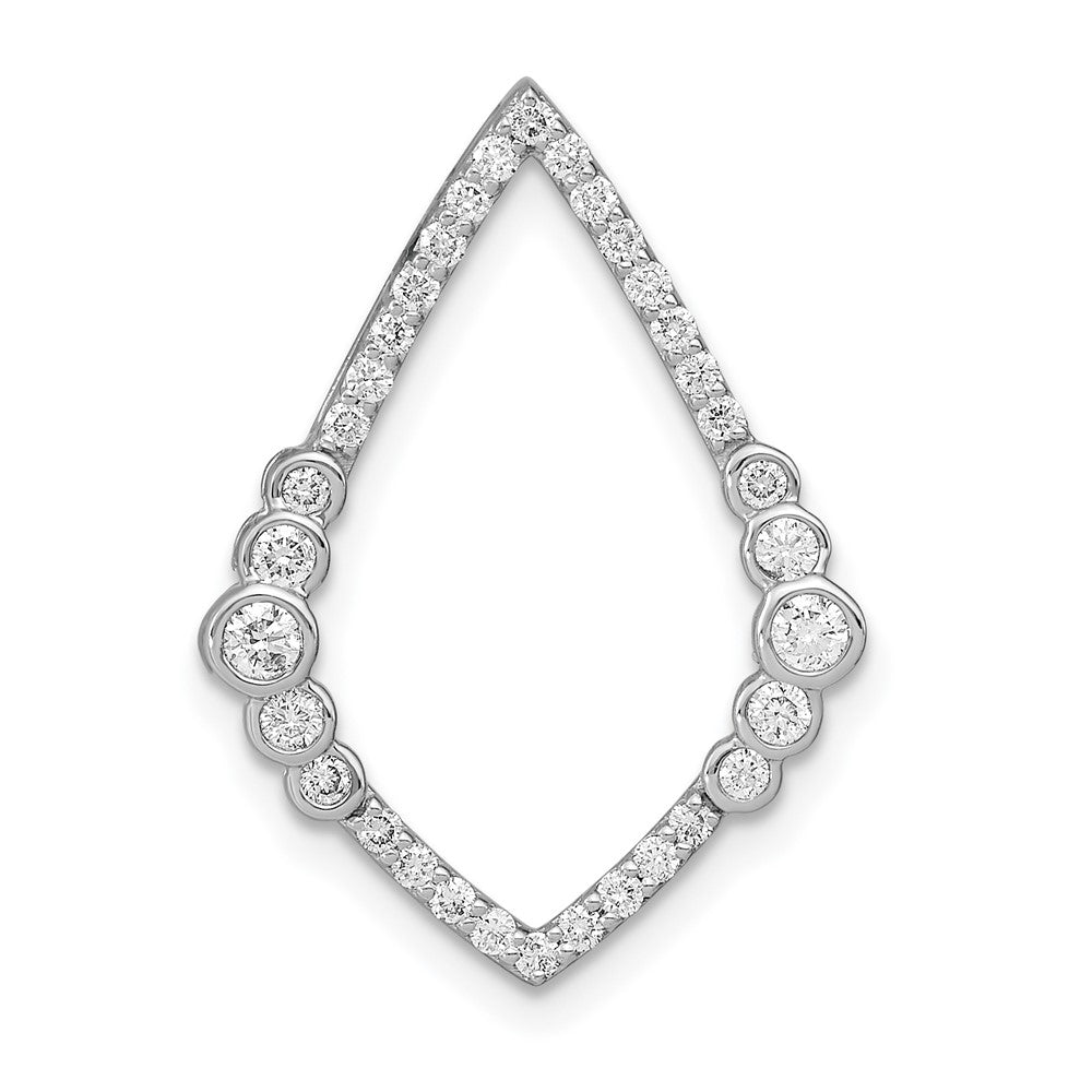 14k White Gold Polished Diamond Bezel Set Teardrop Chain Slide