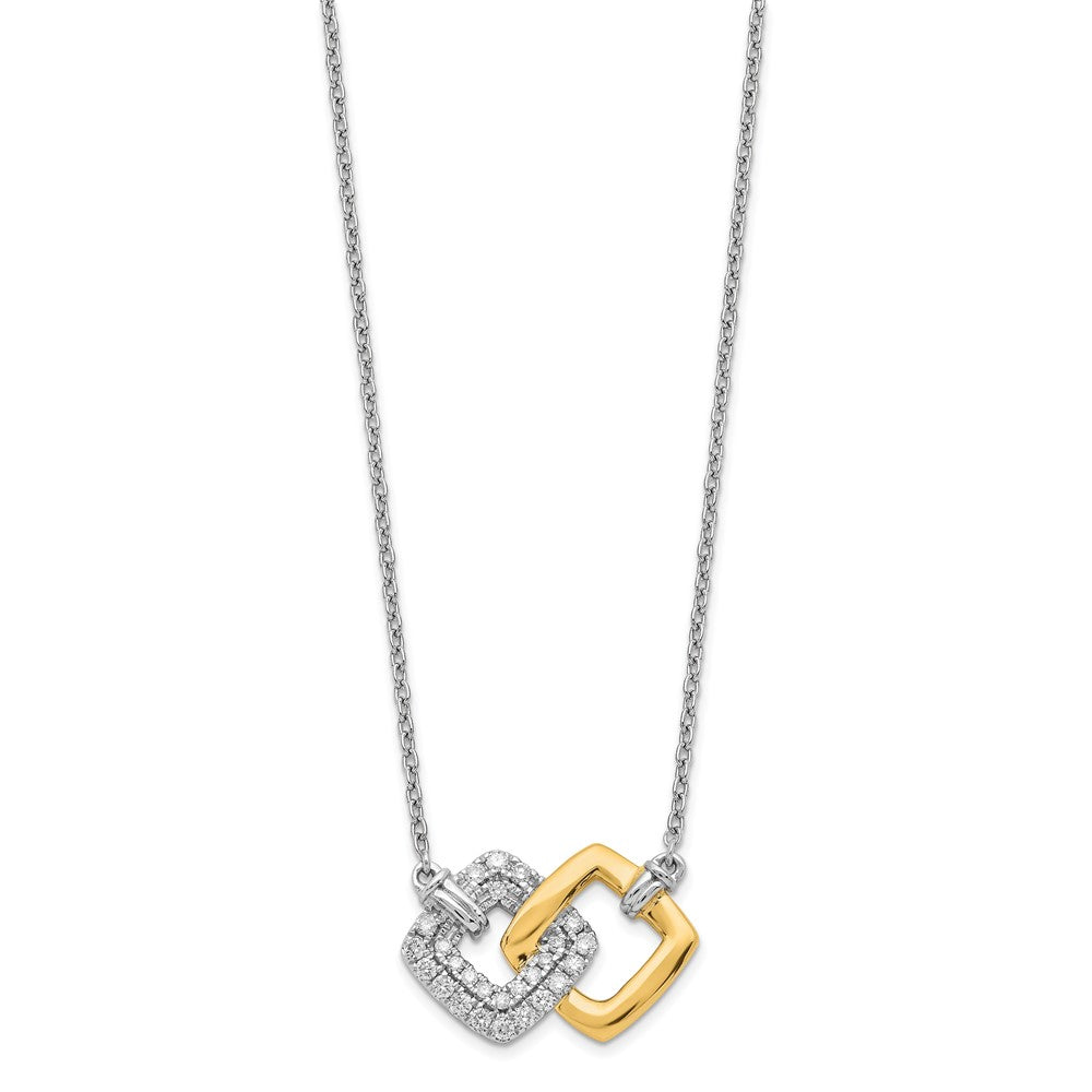 14k Two-tone Polished Dia. Double Square 18in Necklace
