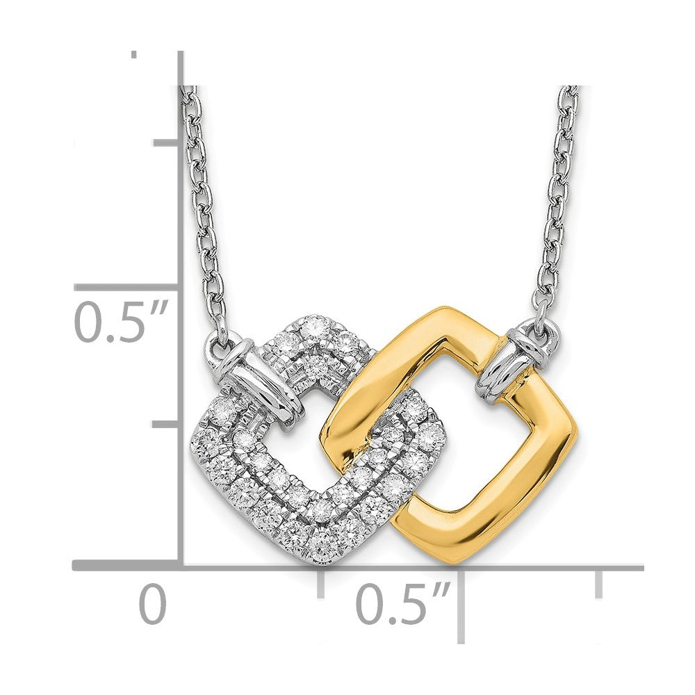 14k Two-tone Polished Dia. Double Square 18in Necklace