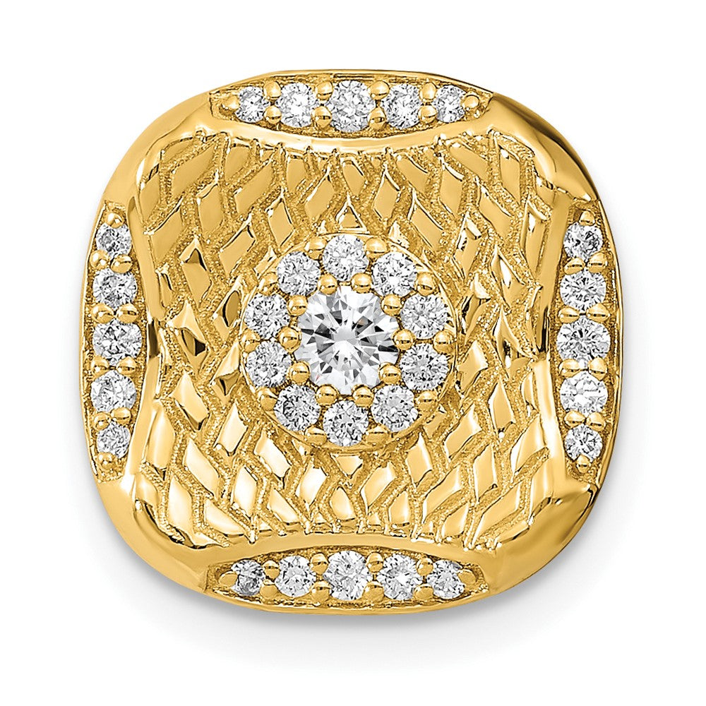 14k Polished Diamond Square Weave Chain Slide