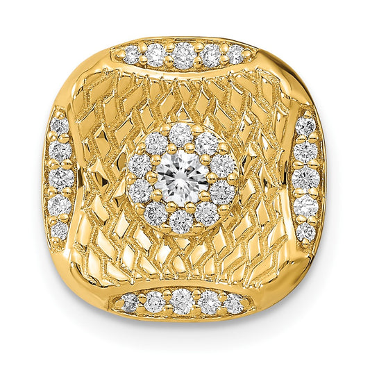 14k Polished Diamond Square Weave Chain Slide
