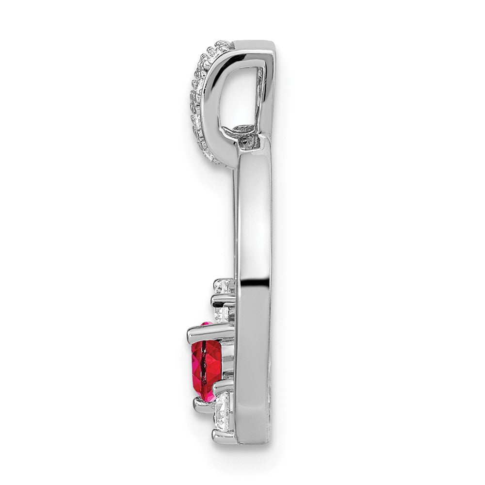 14k White Gold Diamond and Ruby Circle Chain Slide