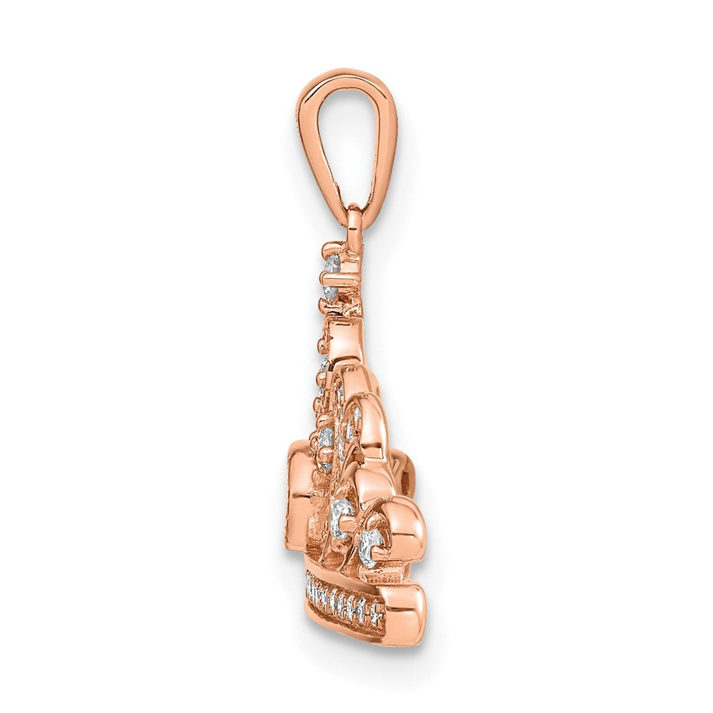 14k Rose Gold Polished Diamond Tiara Pendant