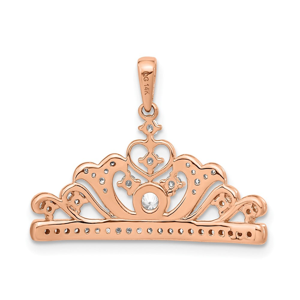 14k Rose Gold Polished Diamond Tiara Pendant