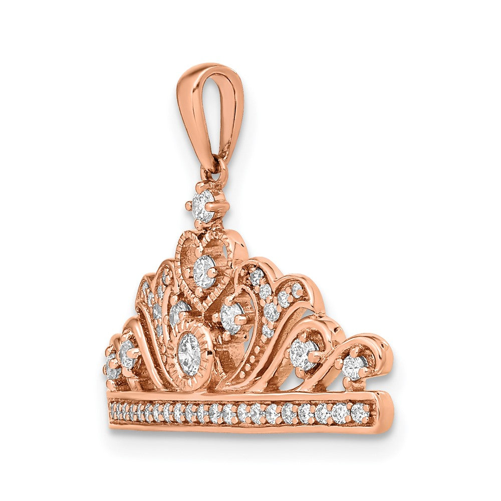 14k Rose Gold Polished Diamond Tiara Pendant