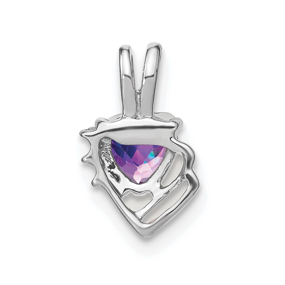 14k White Gold Amethyst and Diamond Pendant