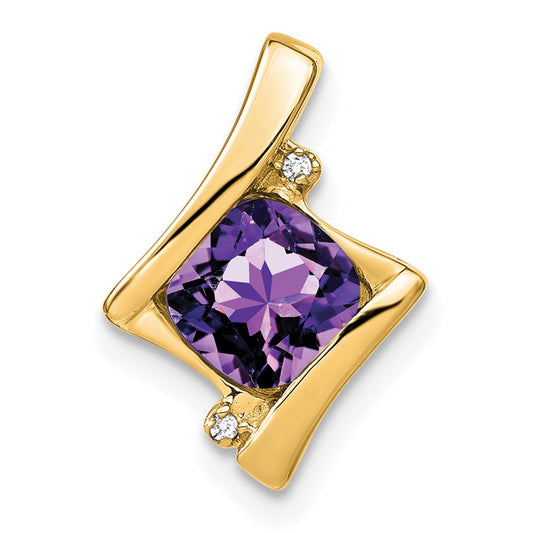 14k Amethyst and Diamond Pendant