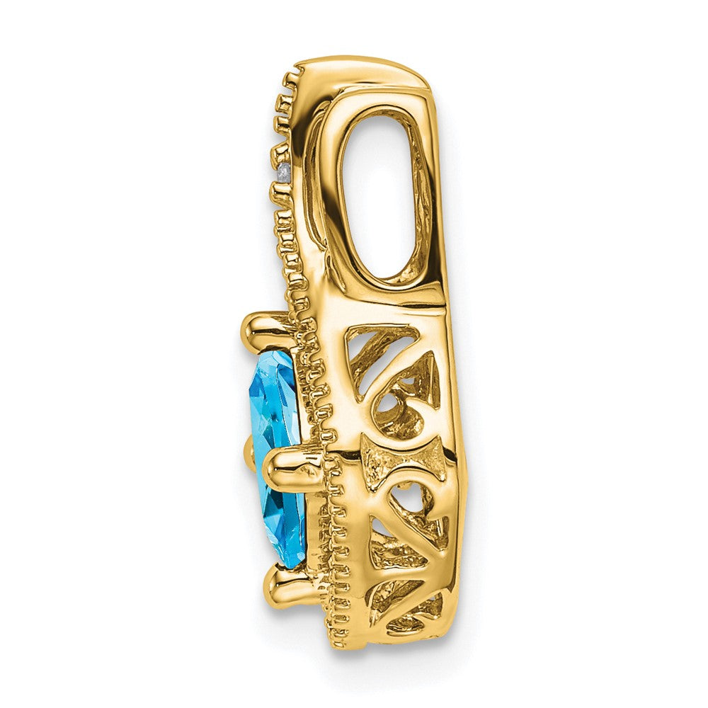 14k Blue Topaz and Diamond Pendant