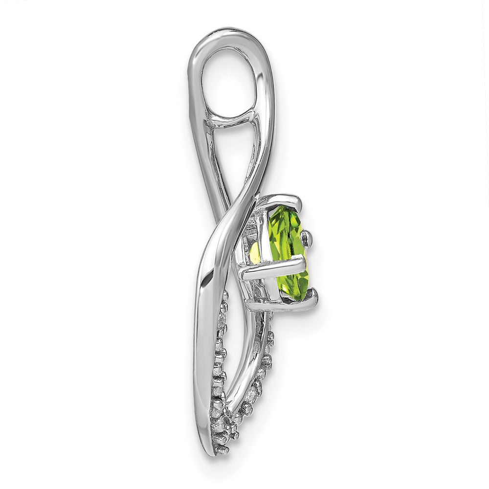 14k White Gold Peridot and Diamond Pendant