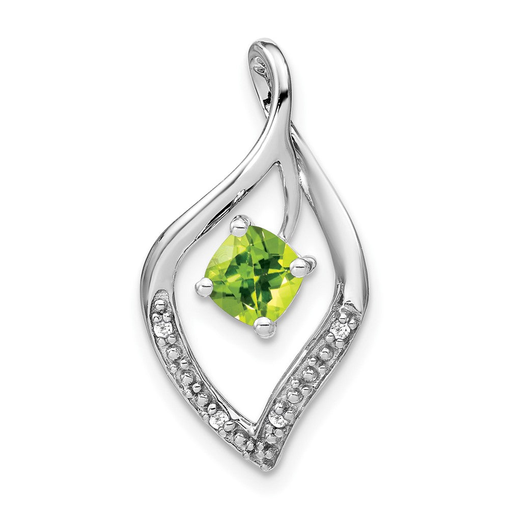 14k White Gold Peridot and Diamond Pendant
