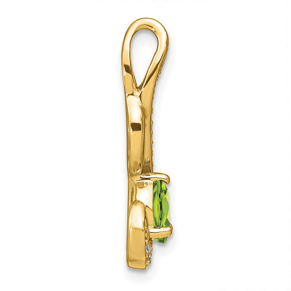 14k Peridot and Diamond Swirl Pendant